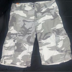 Grey Camouflage Cargo Shorts
